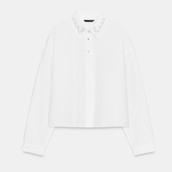 Zara shirt with jewel beads on collar