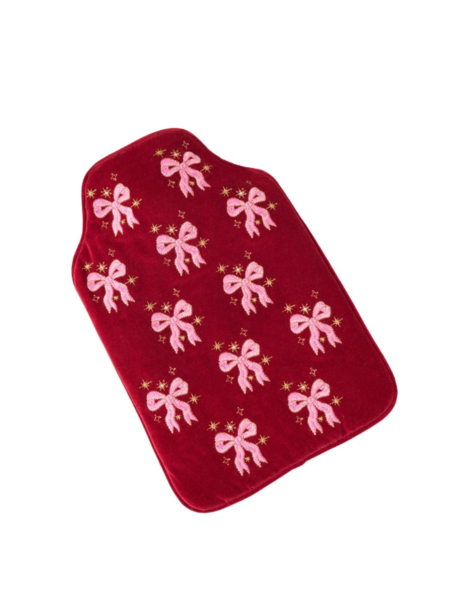 Dazzling Bows Velvet Hot Water Bottle Rouge