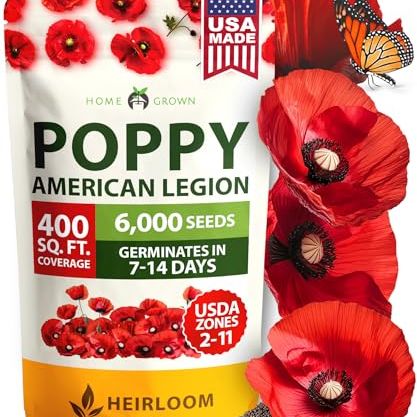Home Grown American Legion Red Poppy Seeds - 6,000 Vibrant Wildflower Seeds for Planting Outdoors - Annual Poppy Flowers - Memorial Garden &amp;amp; Pollinator Friendly (papaver Rhoeas)