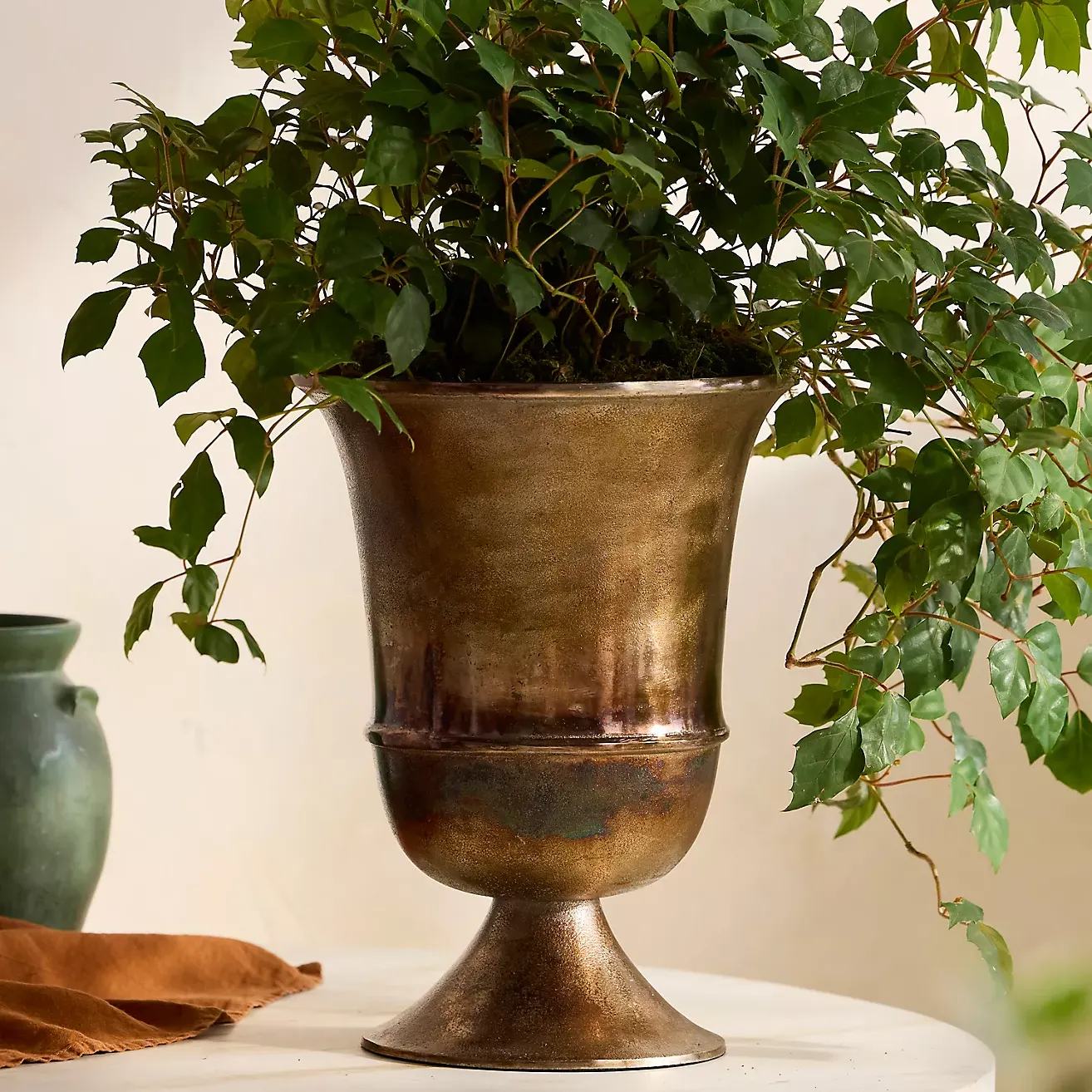 Flared Bronze Urn Planter