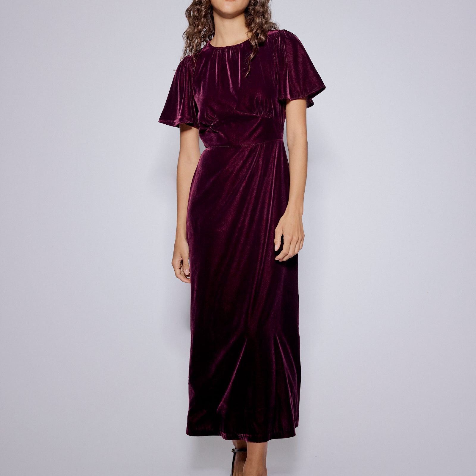 Purple Velvet Allegra Midi Dress