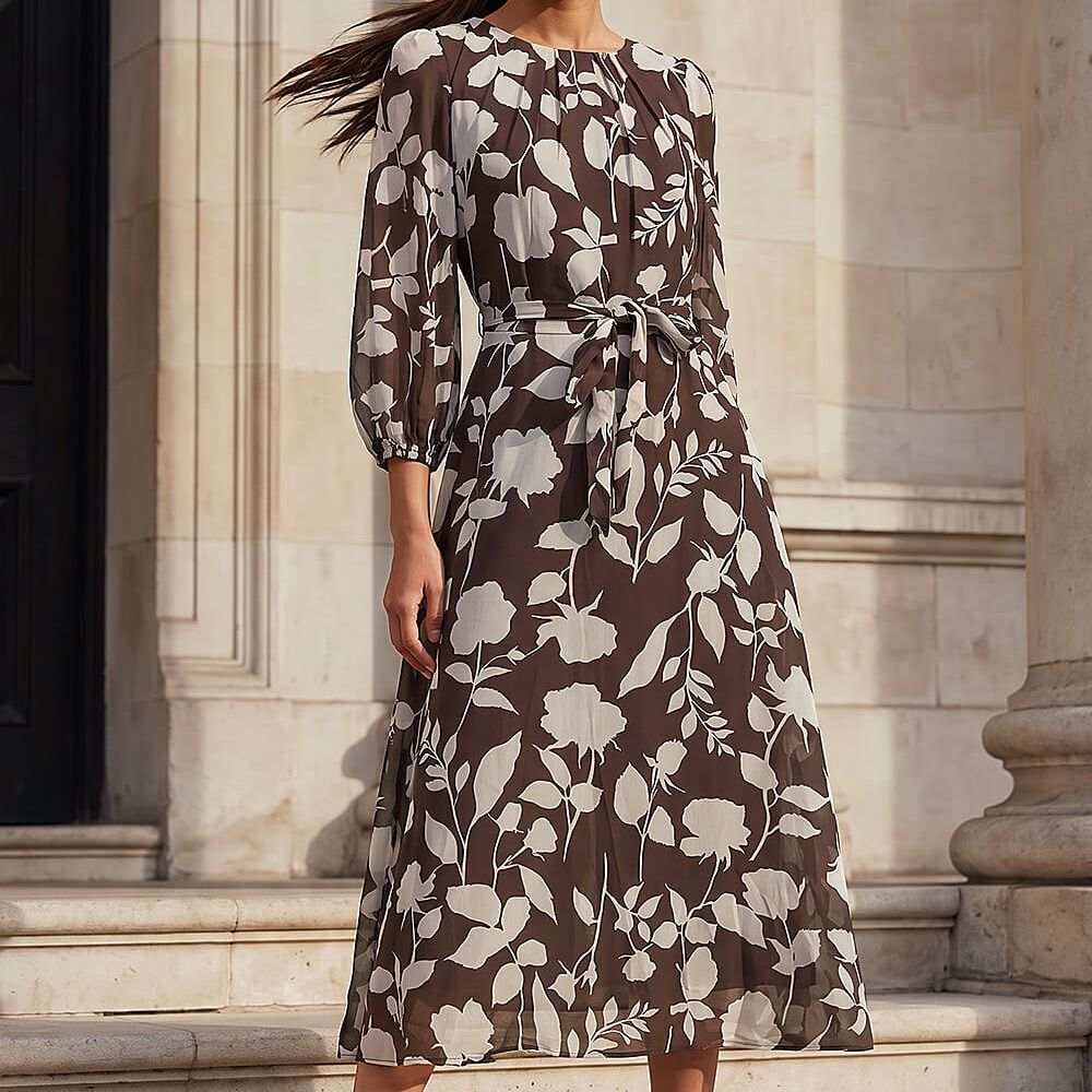 Floral Pleated Midi Dress