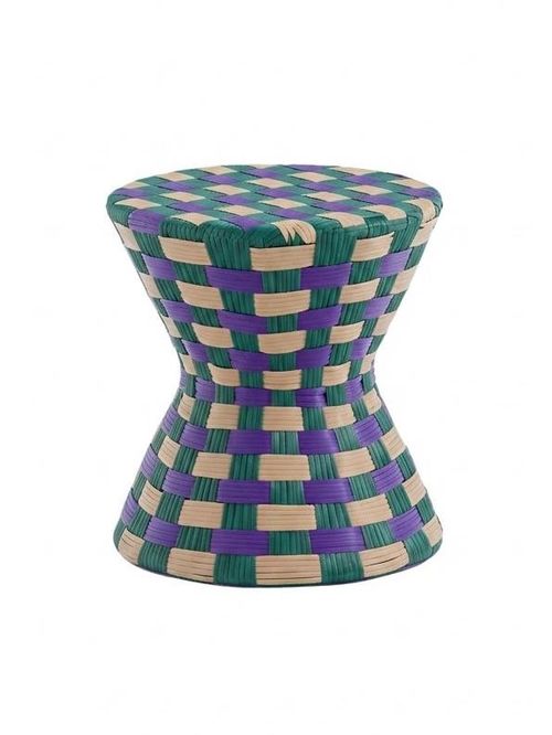 Metal Sofa Side Table Bianca Steel Woven Resin