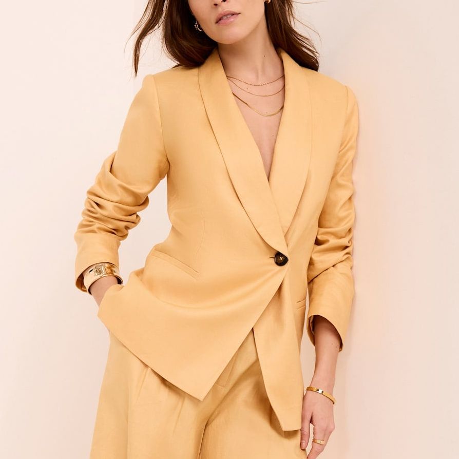 Yellow Ramie Single Breasted Blazer