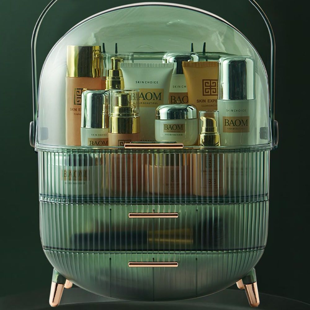 Three Layer Cosmetic Makeup Storage Organiser Skincare Display Box Case With Portable Handle