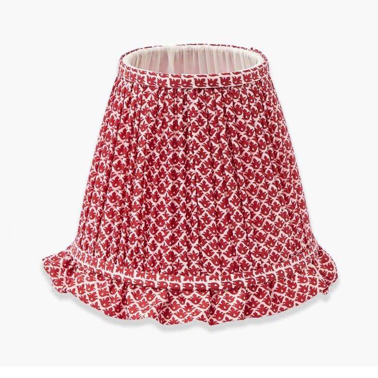 Red Lotus Ruffle Lampshade