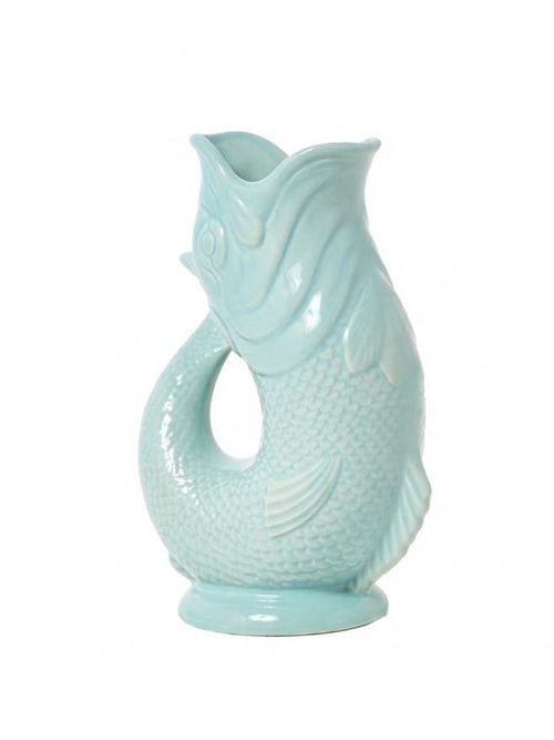 Duck Egg Blue Ceramic Gluggle Jug Large