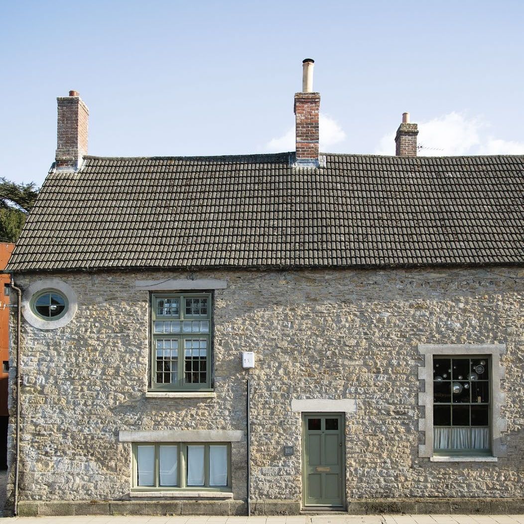 Exterior of stone cottage in Somerset