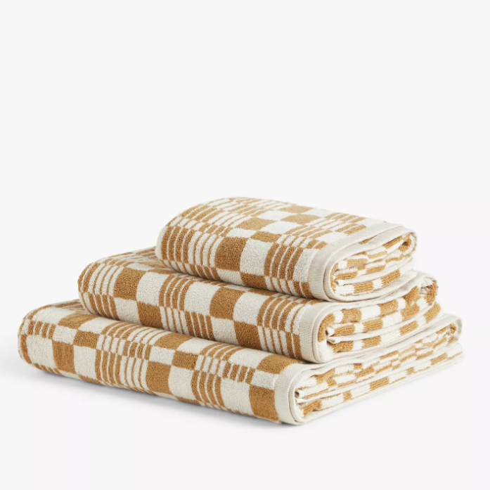 John Lewis, Check Towels, Caramel