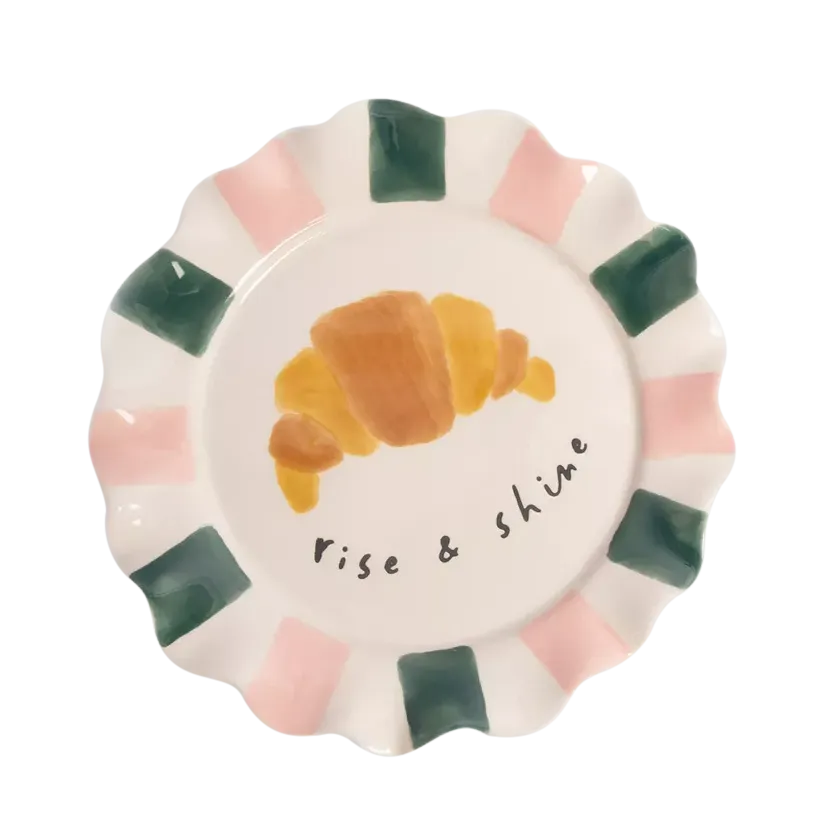 Caroline Gardner Croissant Plate, Pink/mustard