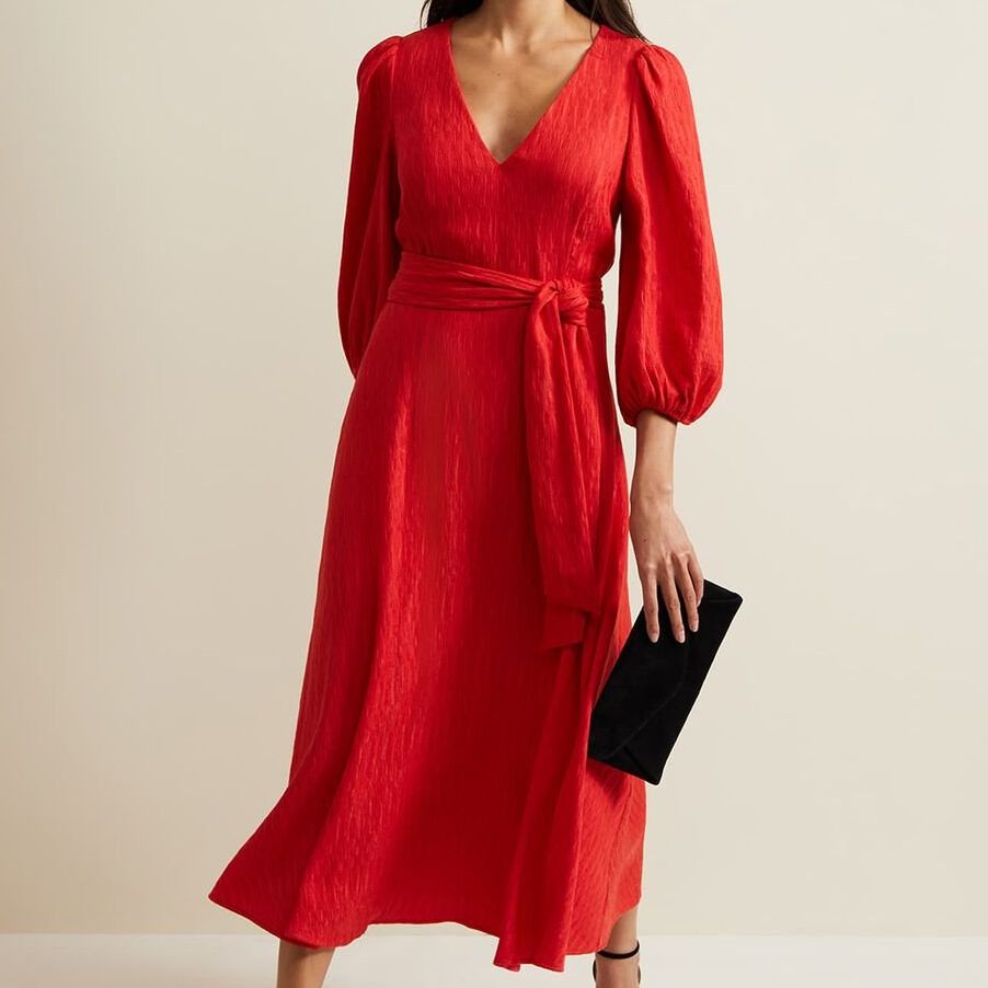 Marilyn Puff Sleeve Midi Dress
