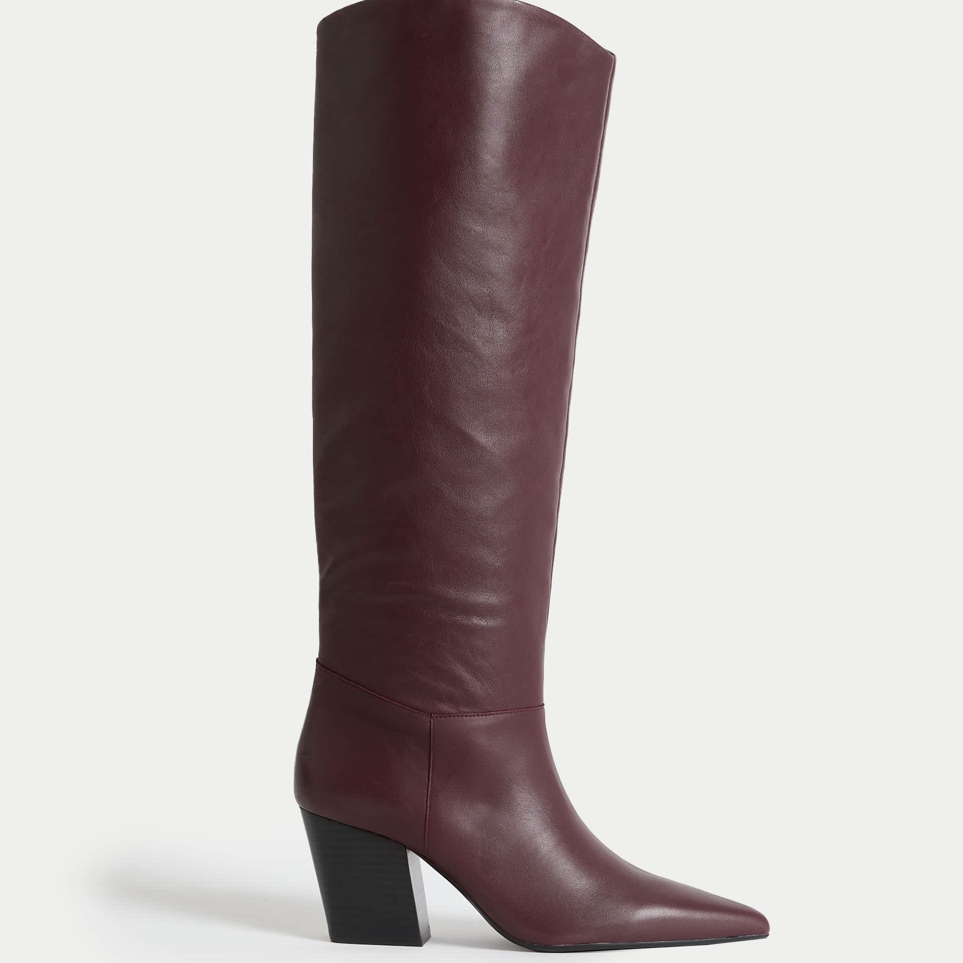 Leather Pointed Knee High Boots