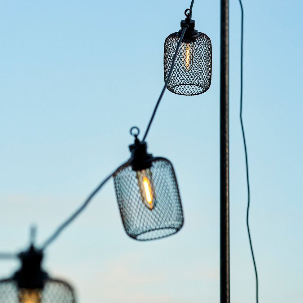 Festoon Cylinder Lights Solar 10 Bulbs Black