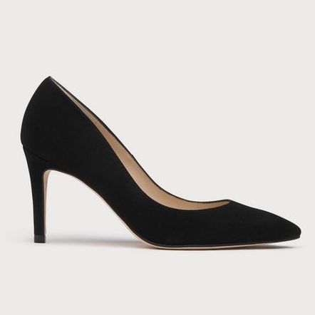 Classic Floret Black Suede Pointed Toe Courts