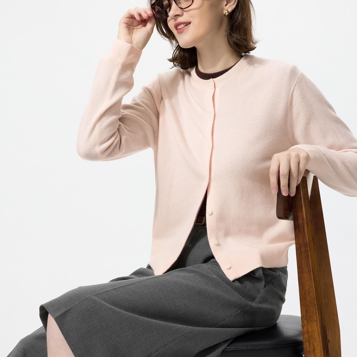 100% Cashmere Crew Neck Cardigan