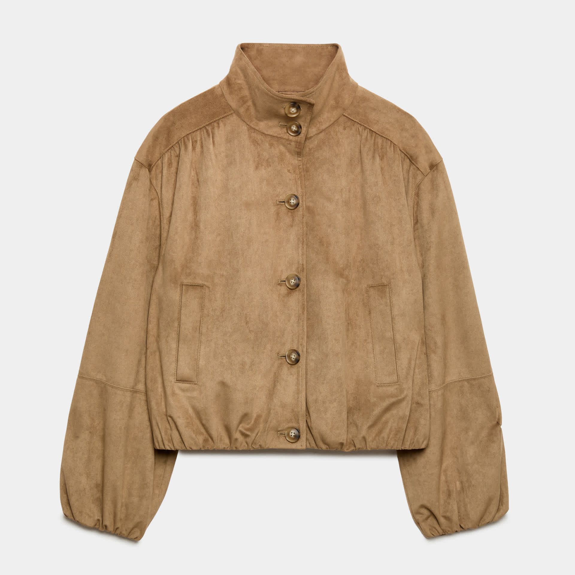 Suedette Funnel Neck Short Jacket