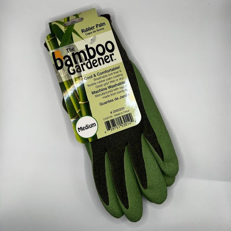 Bamboo Rayon Garden Gloves | Rubber Palm Grip, Thorn Protection, Fit