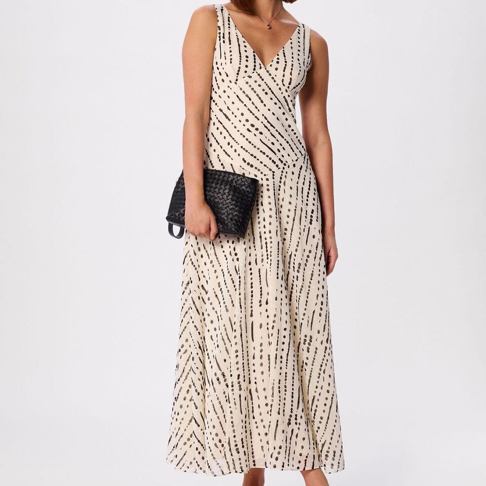 White Dashed Spot Dobby Maxi Dress