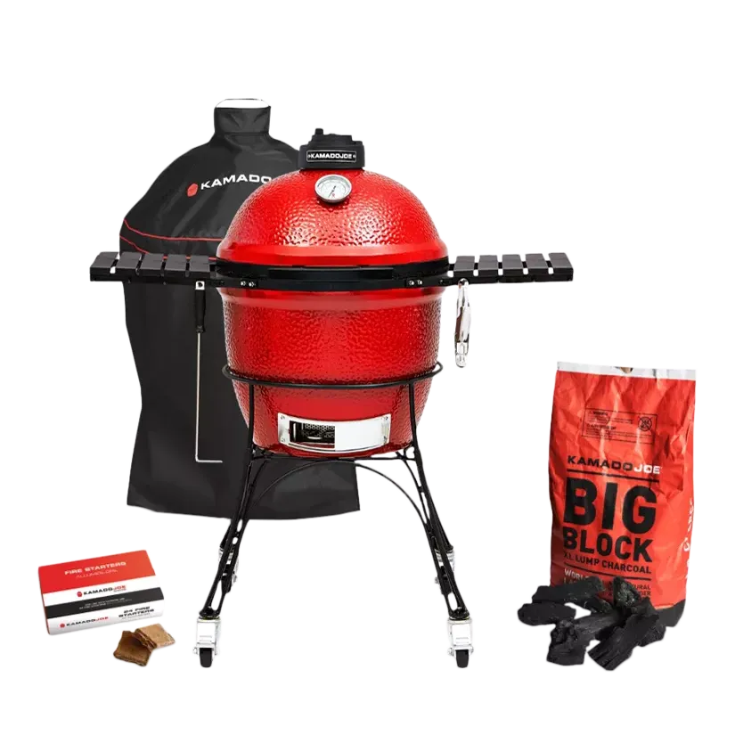 Kamado Joe Classic Joe Series I Charcoal Bbq With Cart &amp;amp; Cover Bundle