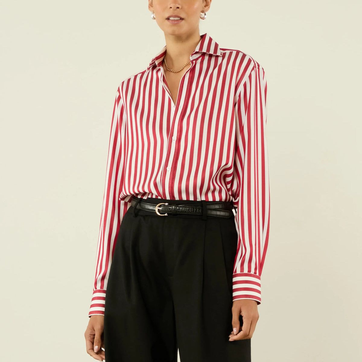 The Boyfriend: Tencel&amp;trade; Lyocell, Maple Red Stripe