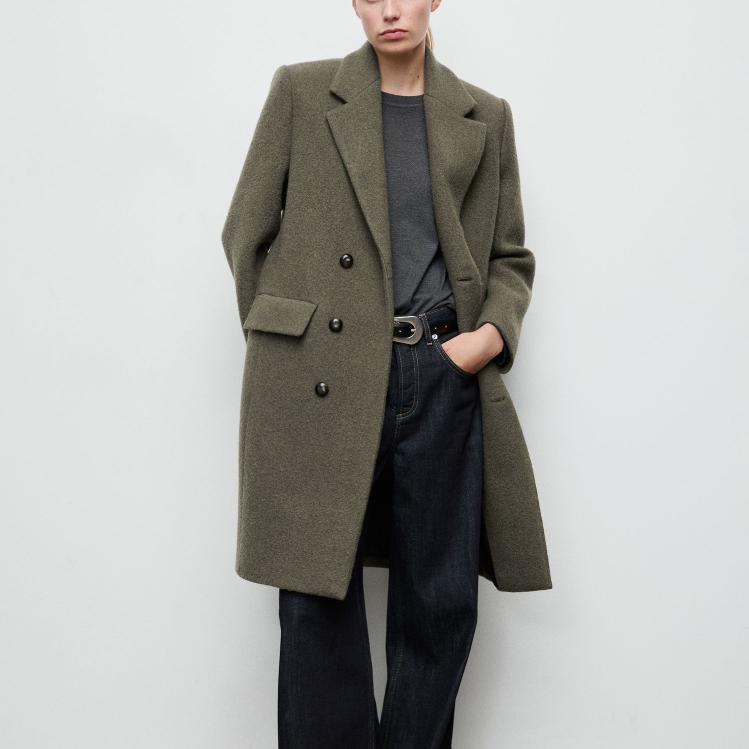 Double-Breasted Wool Coat - Women | Mango United Kingdom