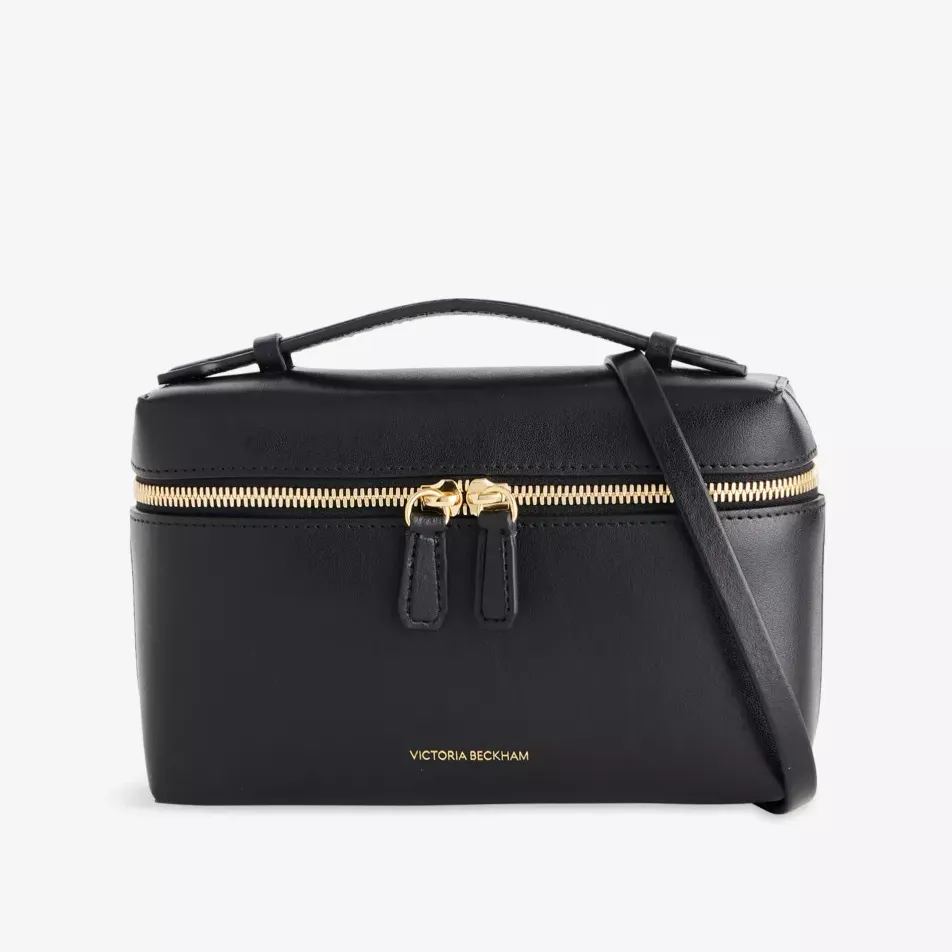 Vanity Foil-Print Logo Leather Cross-Body Bag