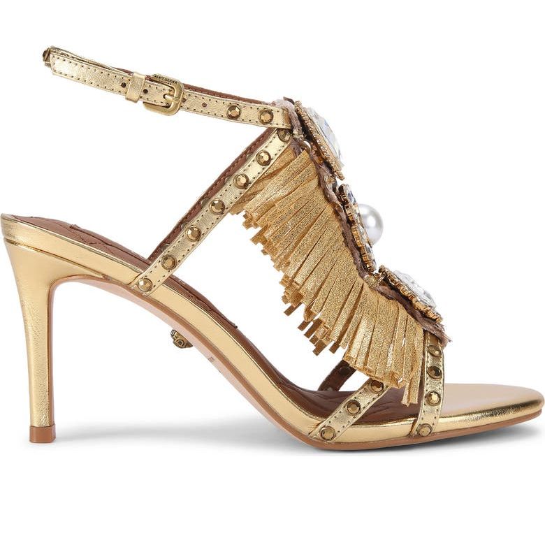 Jewel Fringe Ankle Strap Sandal