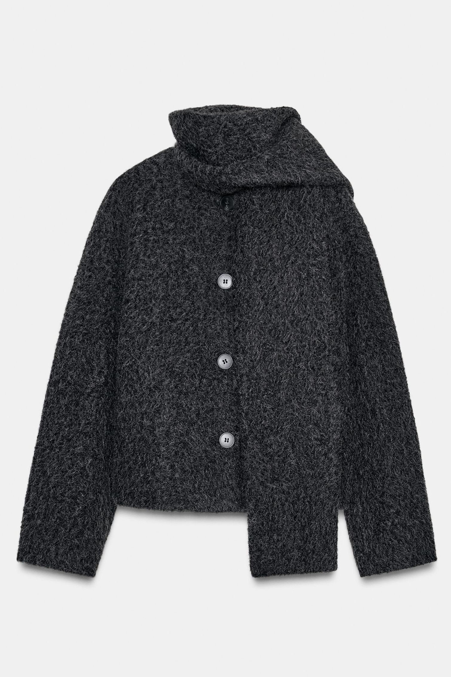 Zara Short Coat with Boucl&amp;eacute; Scarf