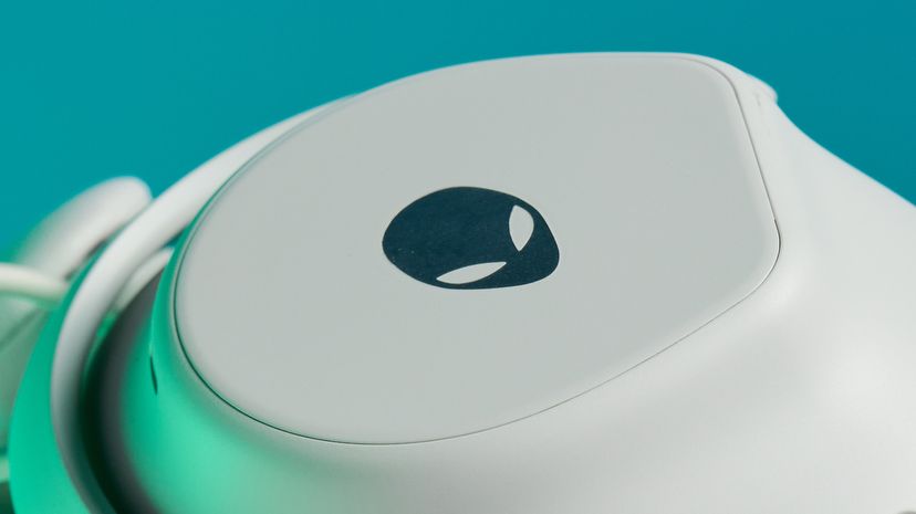 A lunar light white Alienware Pro Wireless Gaming Headset