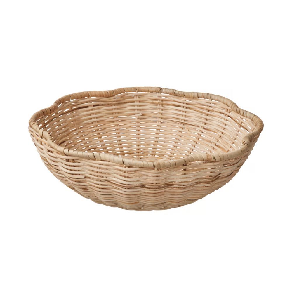 Scalloped rattan bread basket