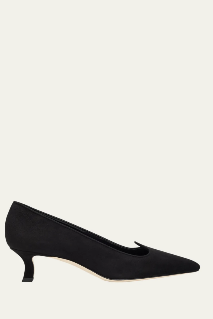 Manolo Blahnik, Euridi Suede Kitten-Heel Pumps