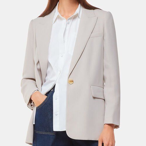 Neutral Crepe Boyfriend Blazer
