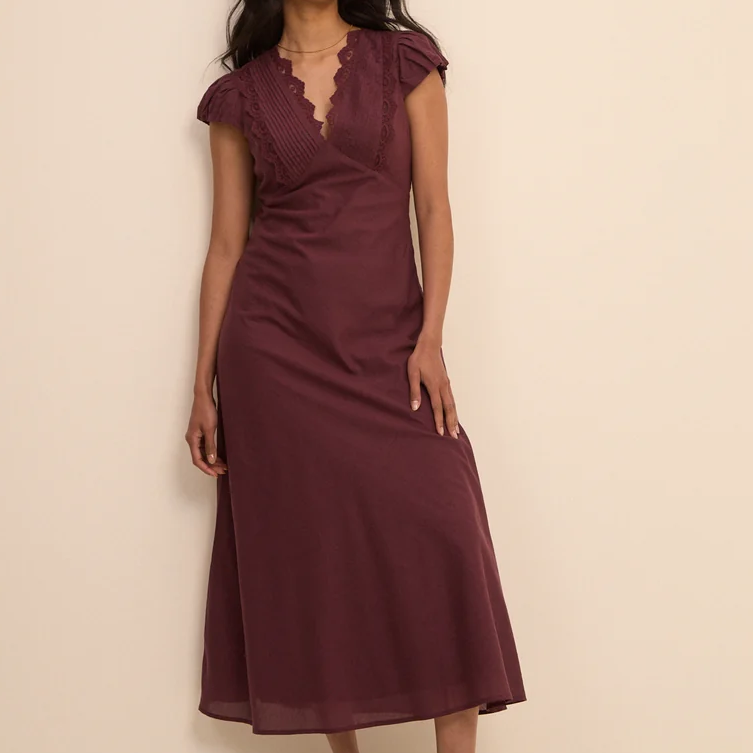 Nobody's Child, Burgundy Midi Dress