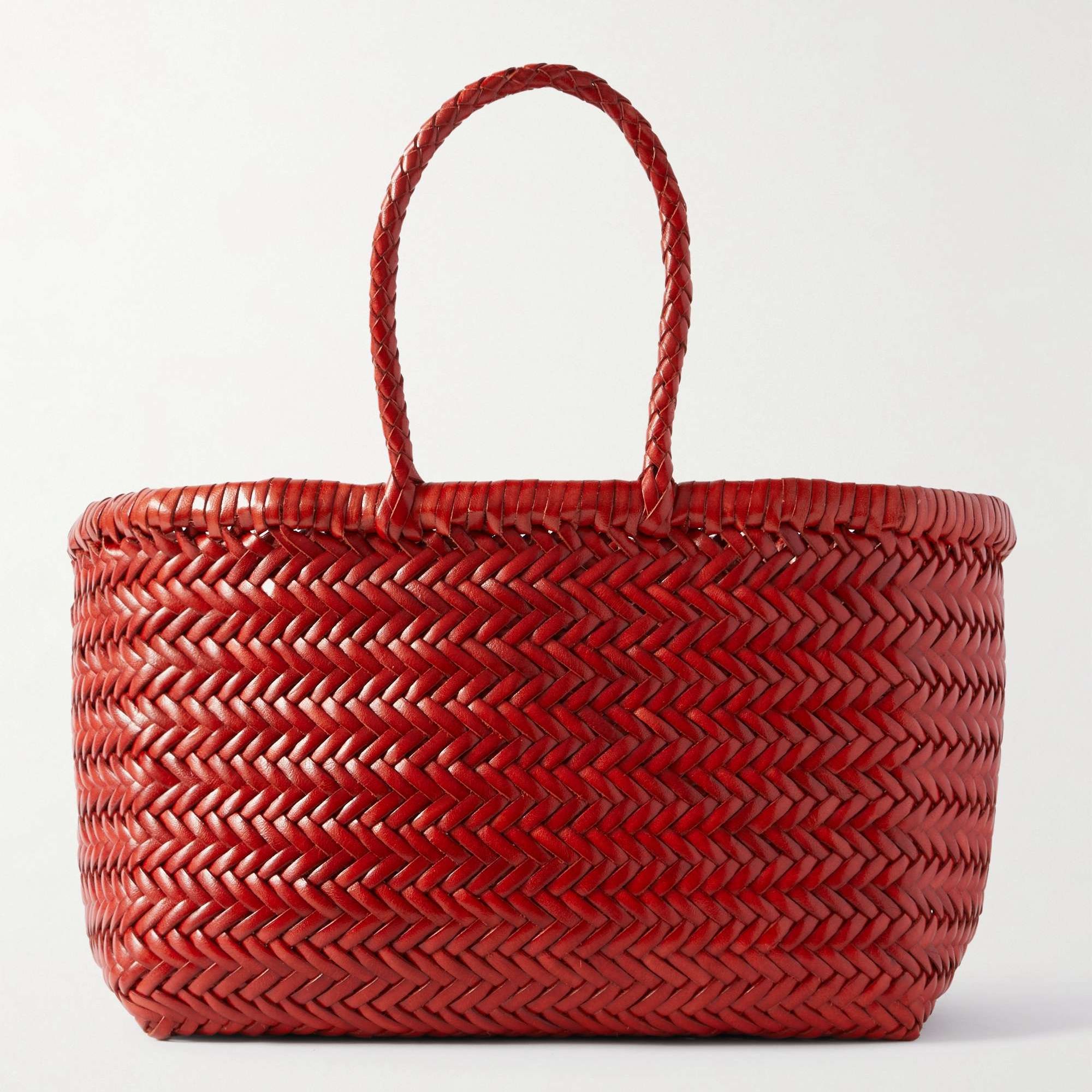Bamboo Triple Jump Small Woven Leather Tote