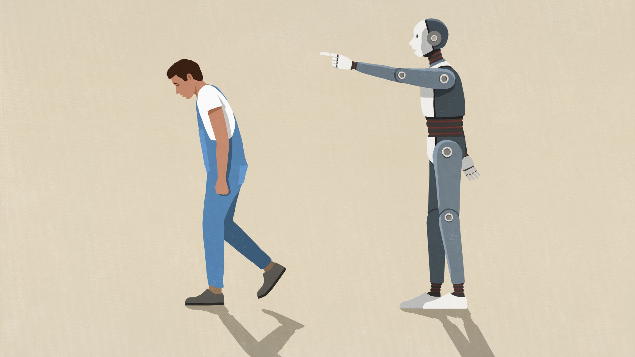 an AI robot tells a worker to go home