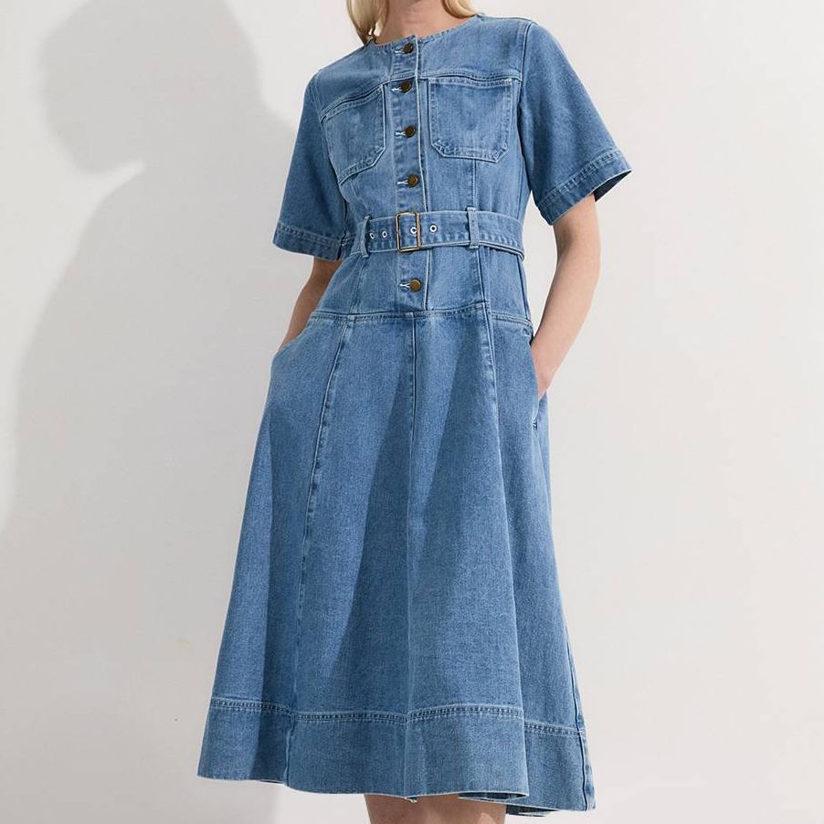 Karen Millen Mid-Blue Petite Denim Dress
