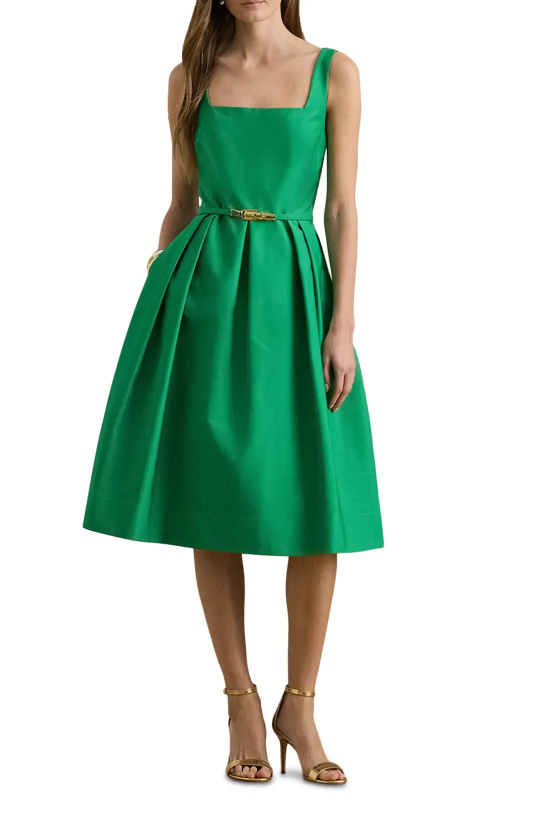 Belted Faille Cocktail Dress
