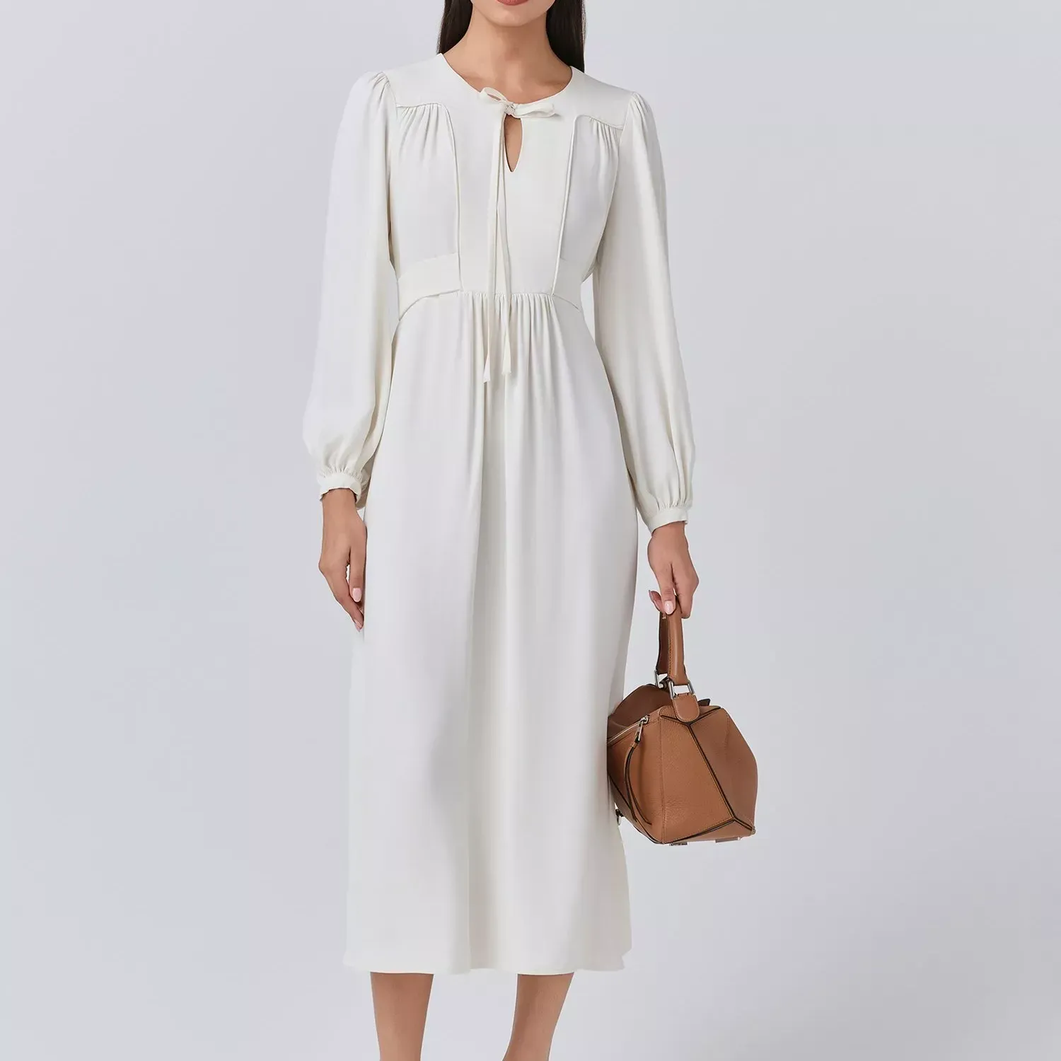Ghost Layla Crepe Satin Midi Dress, Black