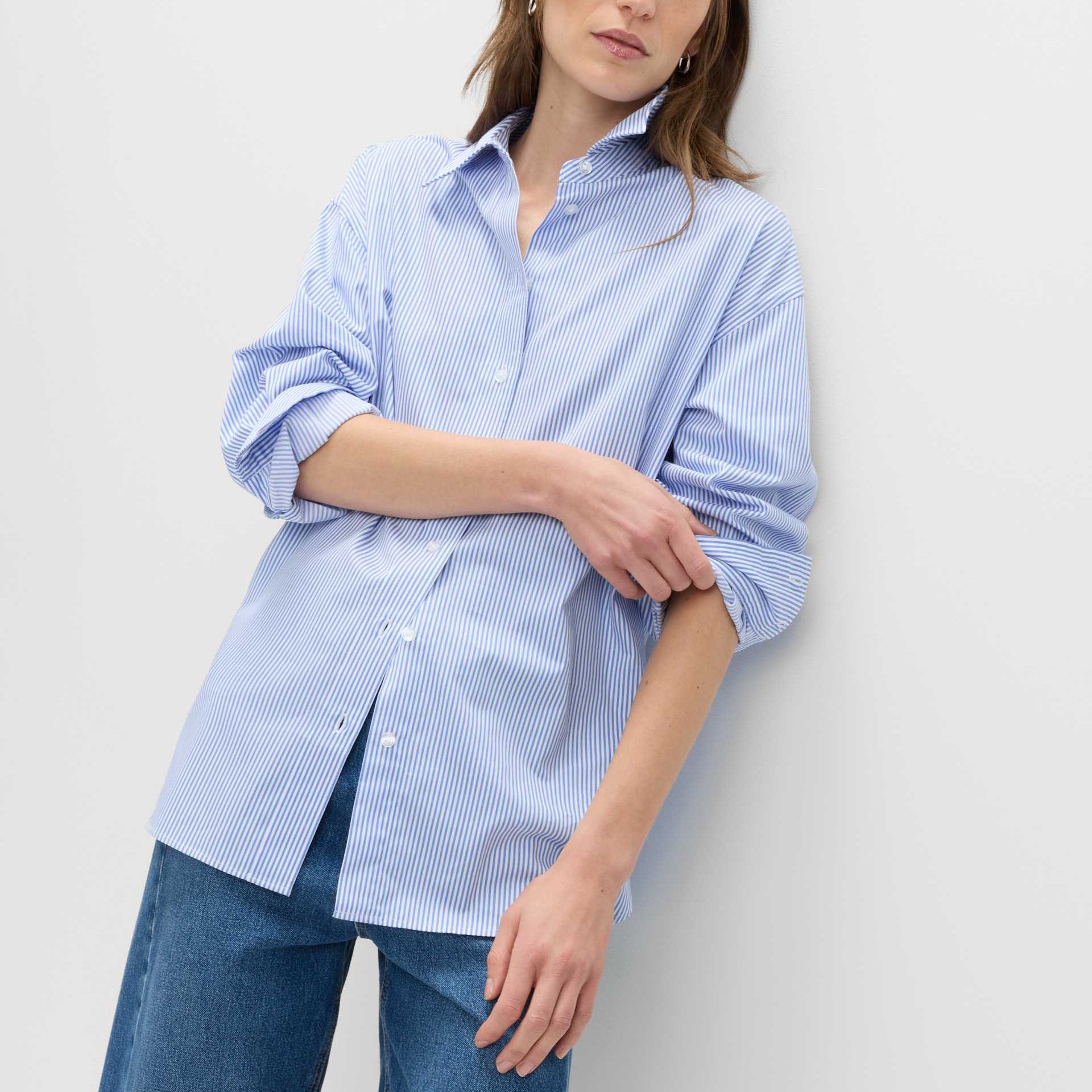 Pure Cotton Striped Oversized Shirt