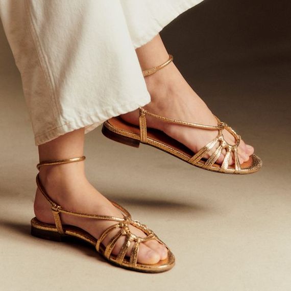 Gloria Low Sandals - Smooth Gold - Goat Leather - S&amp;eacute;zane