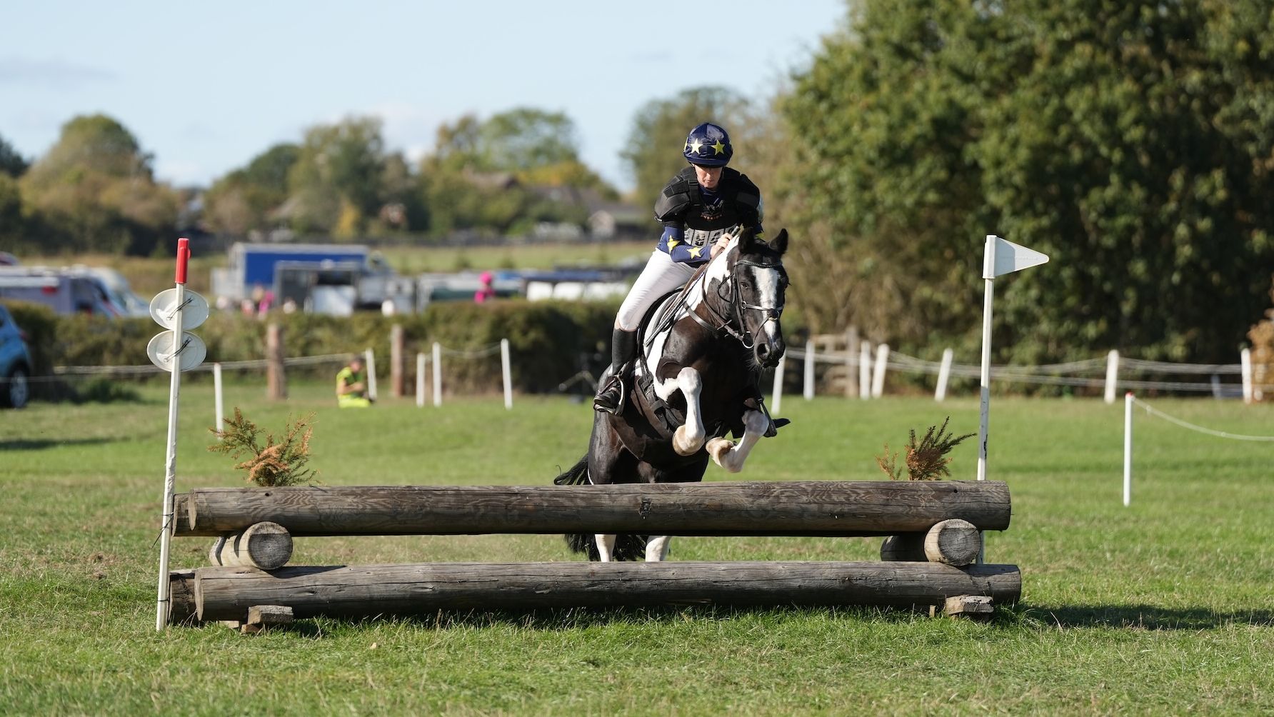 Elizabeth Mussell-Evans riding Tiger Rolo across country at the British Riding Club Combined Championships 2026 at Aston-le-Walls