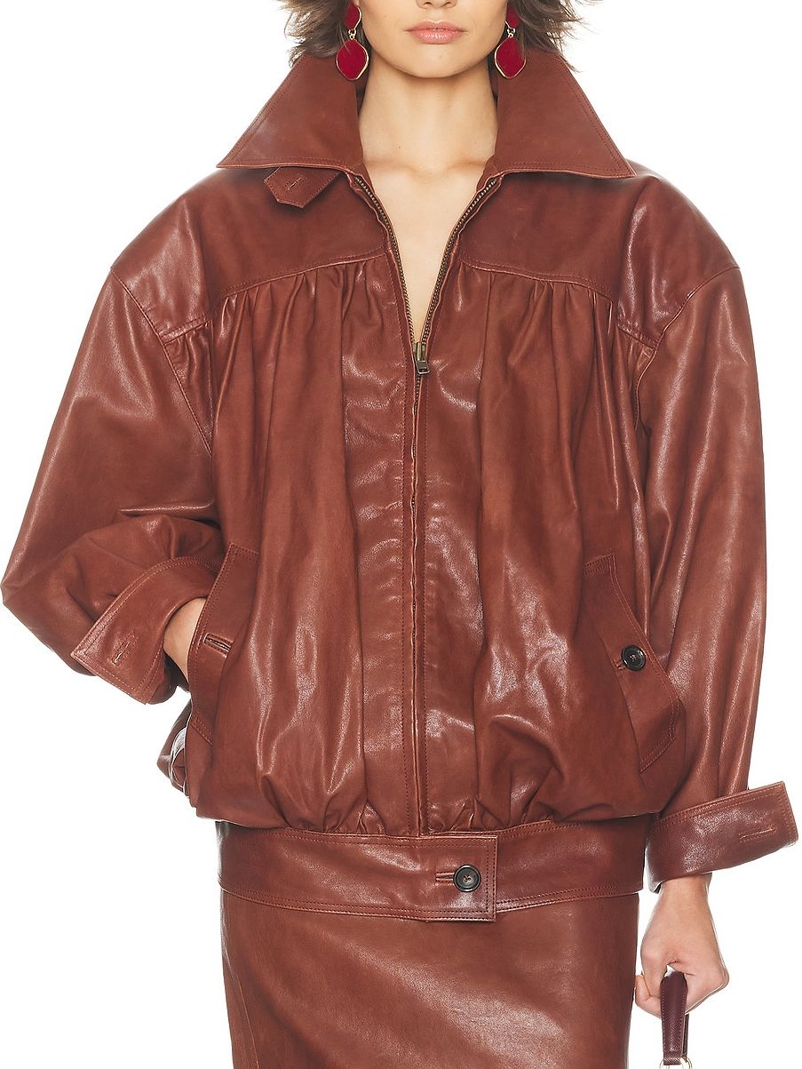The Shirred Oversized Leather Jacket