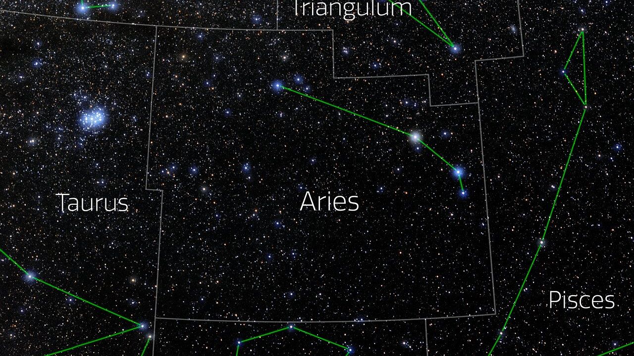 night sky graphic showing the constellation aries