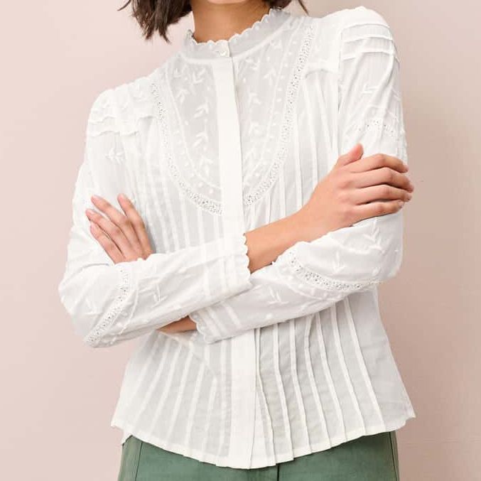 Brora Cotton Embroidered Blouse