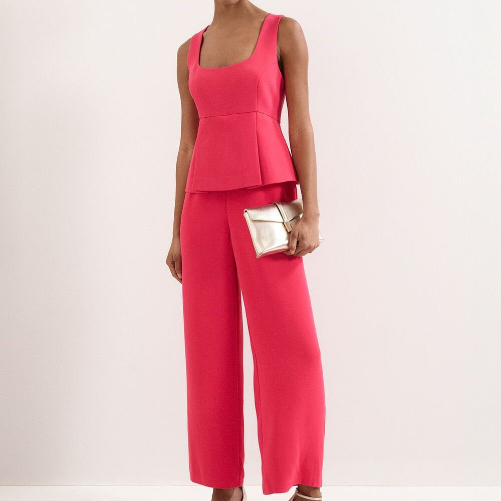 Jovelle Pink Peplum Wide Leg Jumpsuit