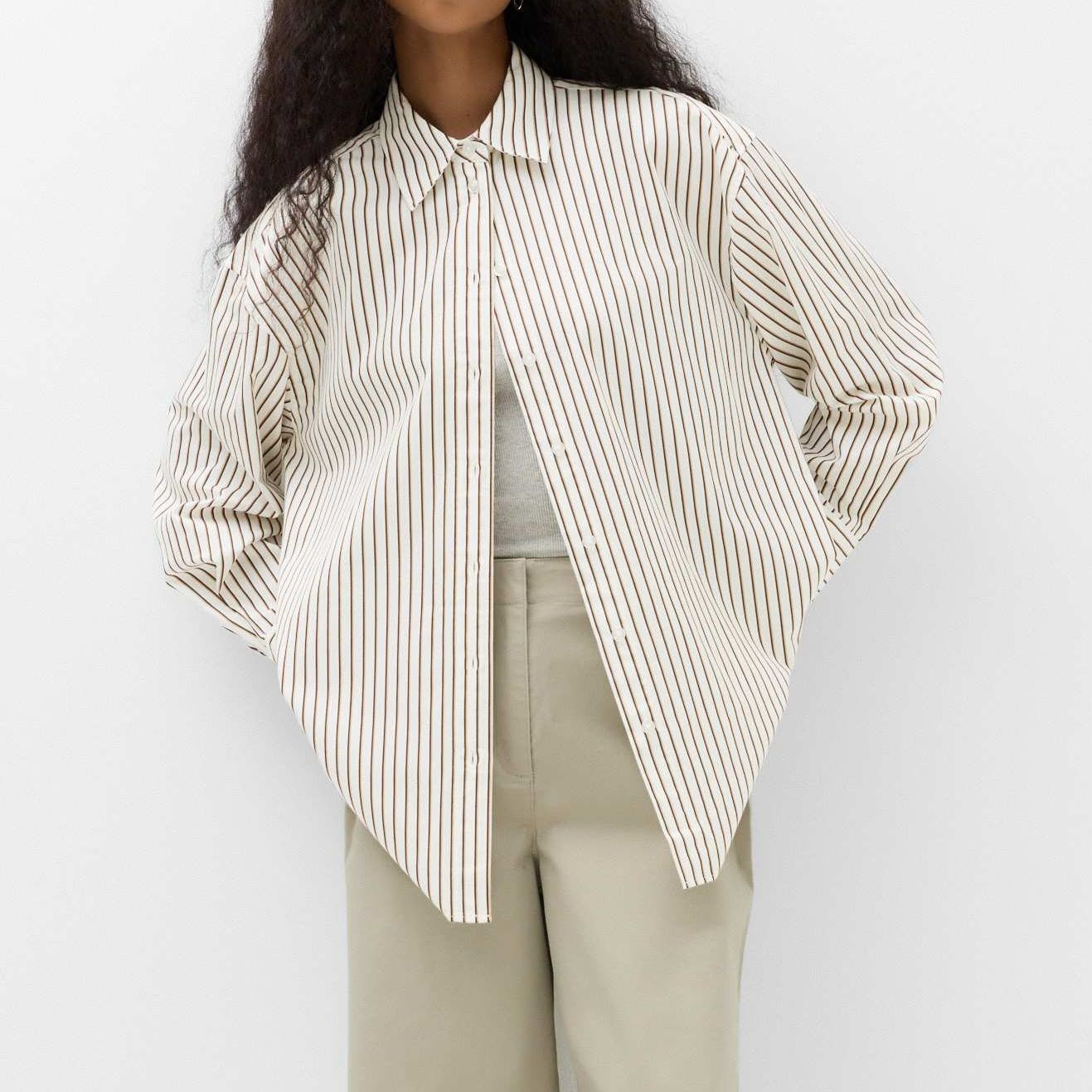 Pure Cotton Oversized Striped Shirt