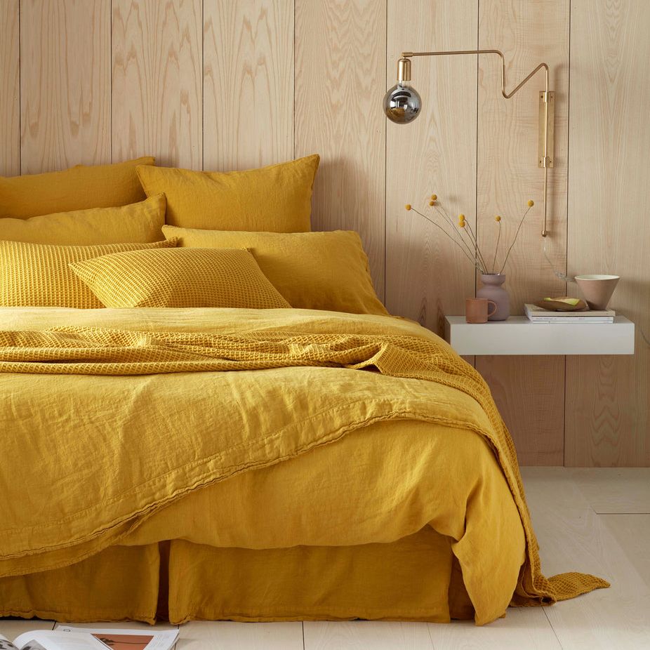 Mustard Yellow 100% Linen Duvet Cover