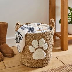 Paw Print Tapered Seagrass Storage Basket
