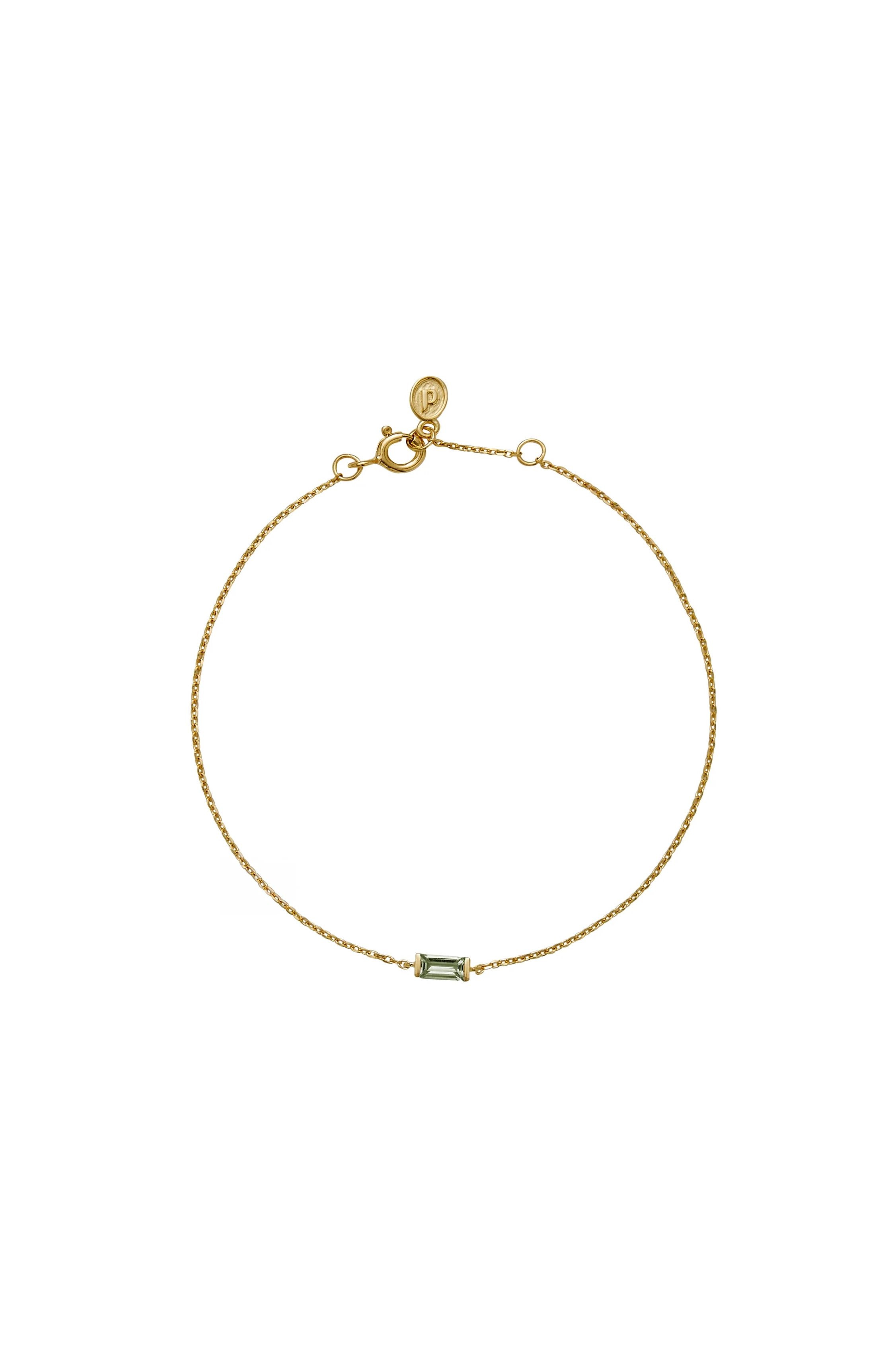 Dorsey Baguette Lab Green Tourmaline Gold Chain Bracelet
