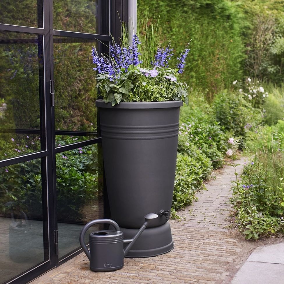 Water Butt With Stand &amp;amp; Planter - Black